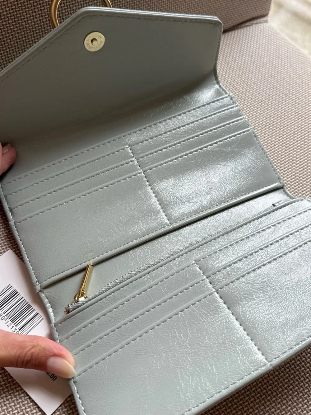 Steve Madden Mint Green Envelope Clutch with Gold Ring